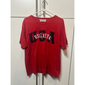 Regatta Sport USA Graphic T-Shirt Red Short Sleeve Crew Neck Mens XL Embroidered